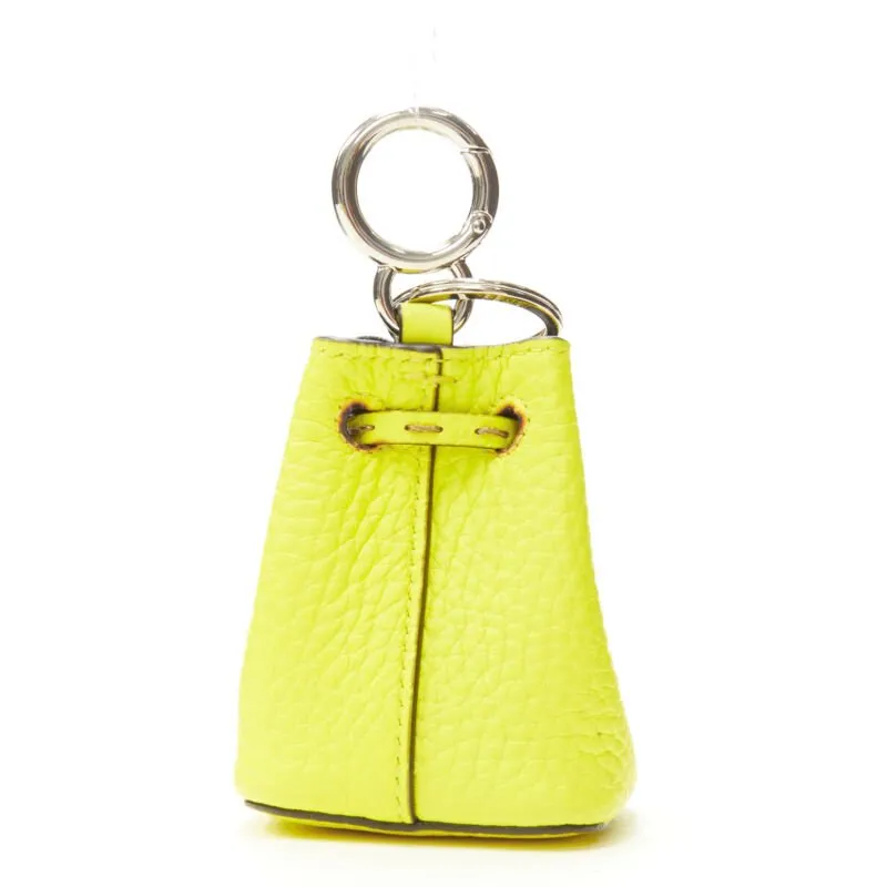 FENDI Mon Tresor Micro Bucket drawstring bright yellow leather bag charm