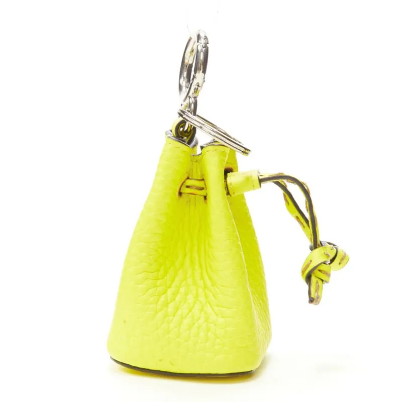 FENDI Mon Tresor Micro Bucket drawstring bright yellow leather bag charm