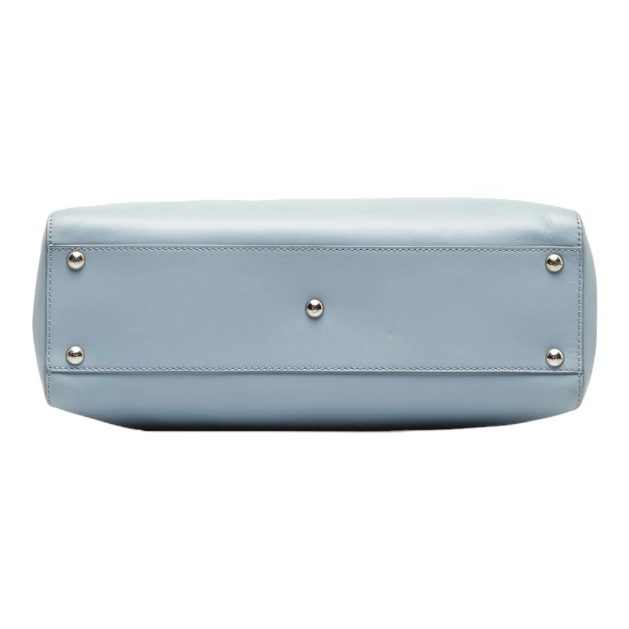 FENDI Peekaboo Handbag Shoulder Bag Light Blue Leather Women's