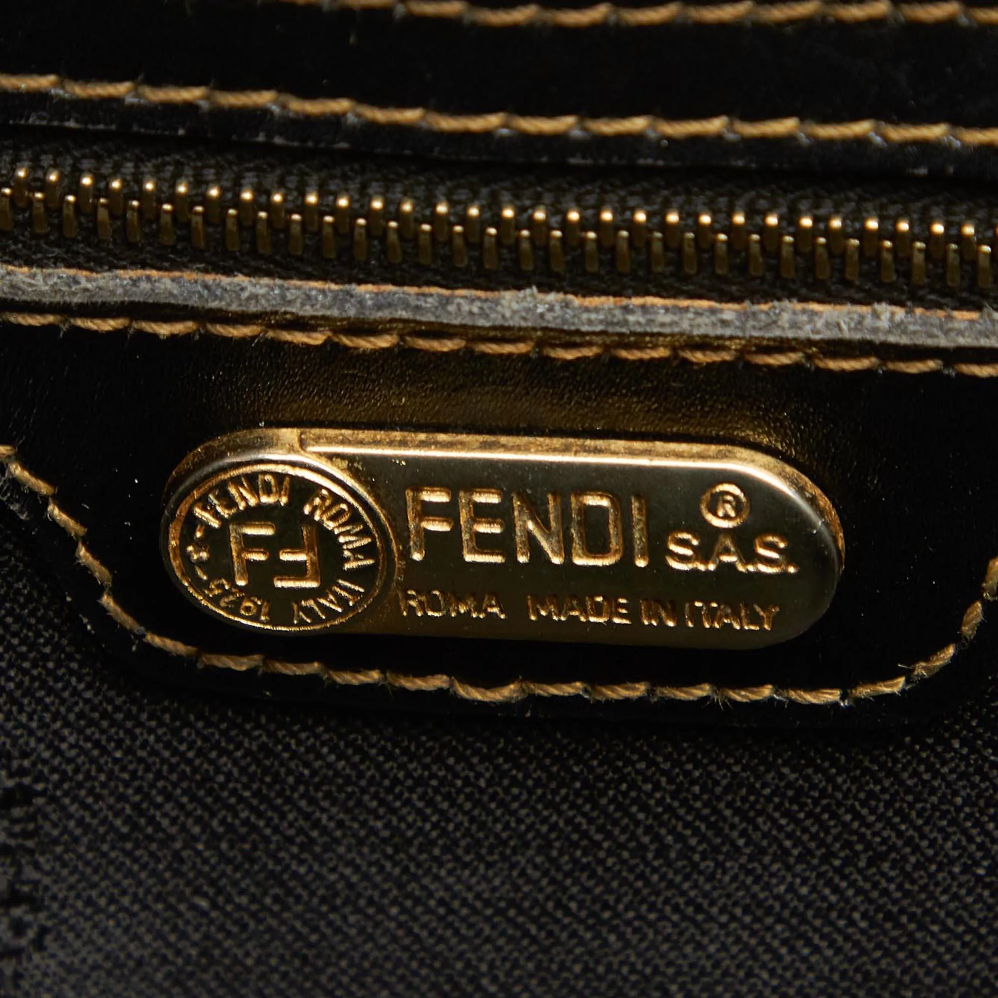 Fendi Pequin Canvas Handbag (SHG-31689)