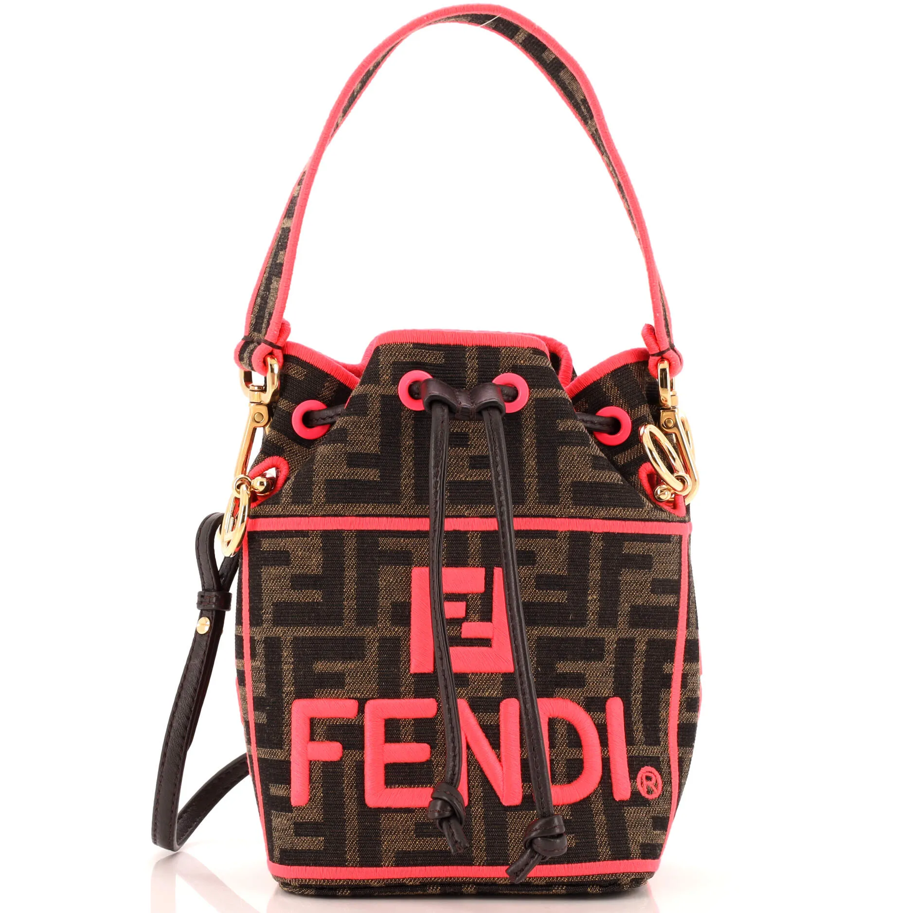 FENDI Roma Amor Mon Tresor Bucket Bag Embroidered Zucca Canvas Mini