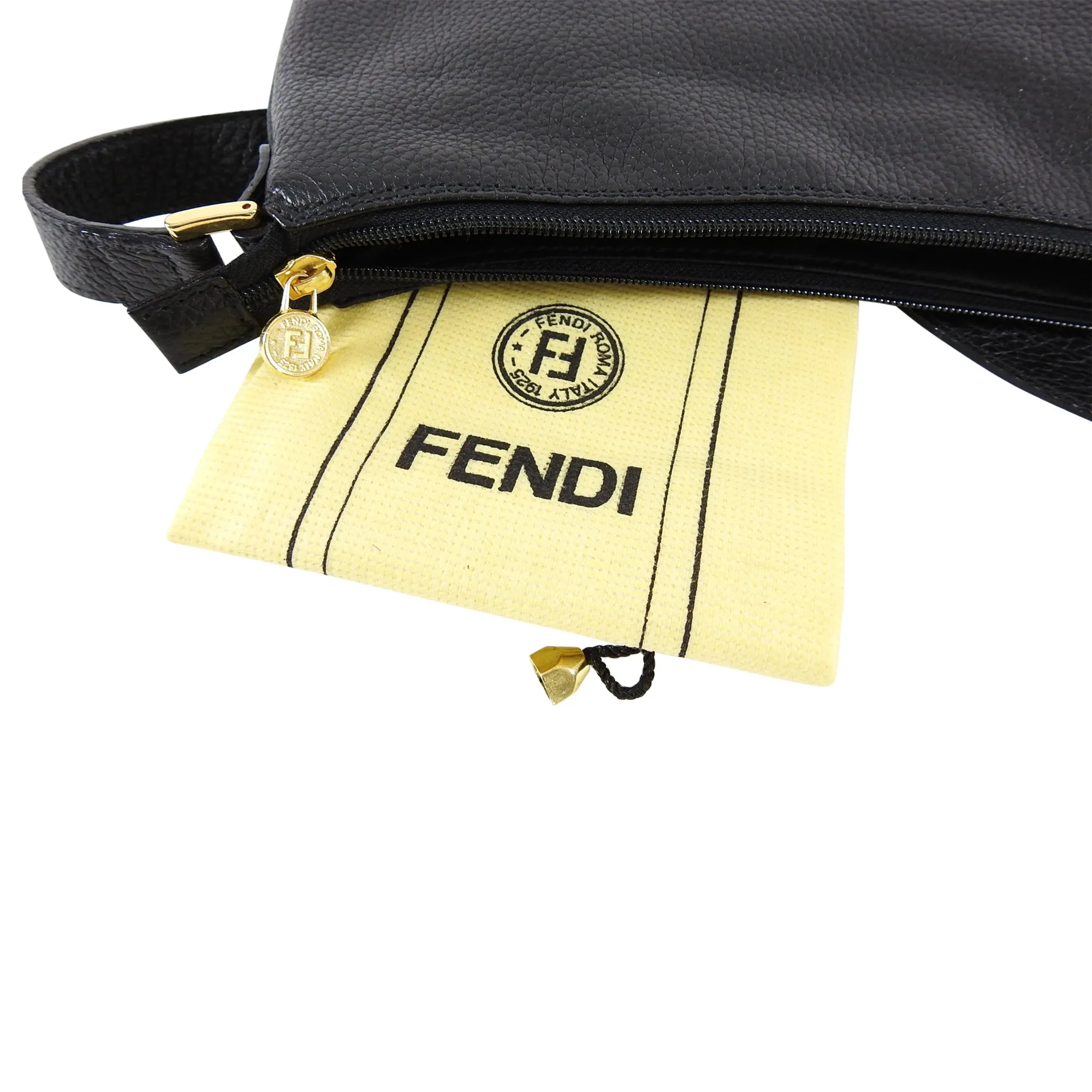 Fendi Vintage 1980's Grained Leather Shoulder Hobo Bag