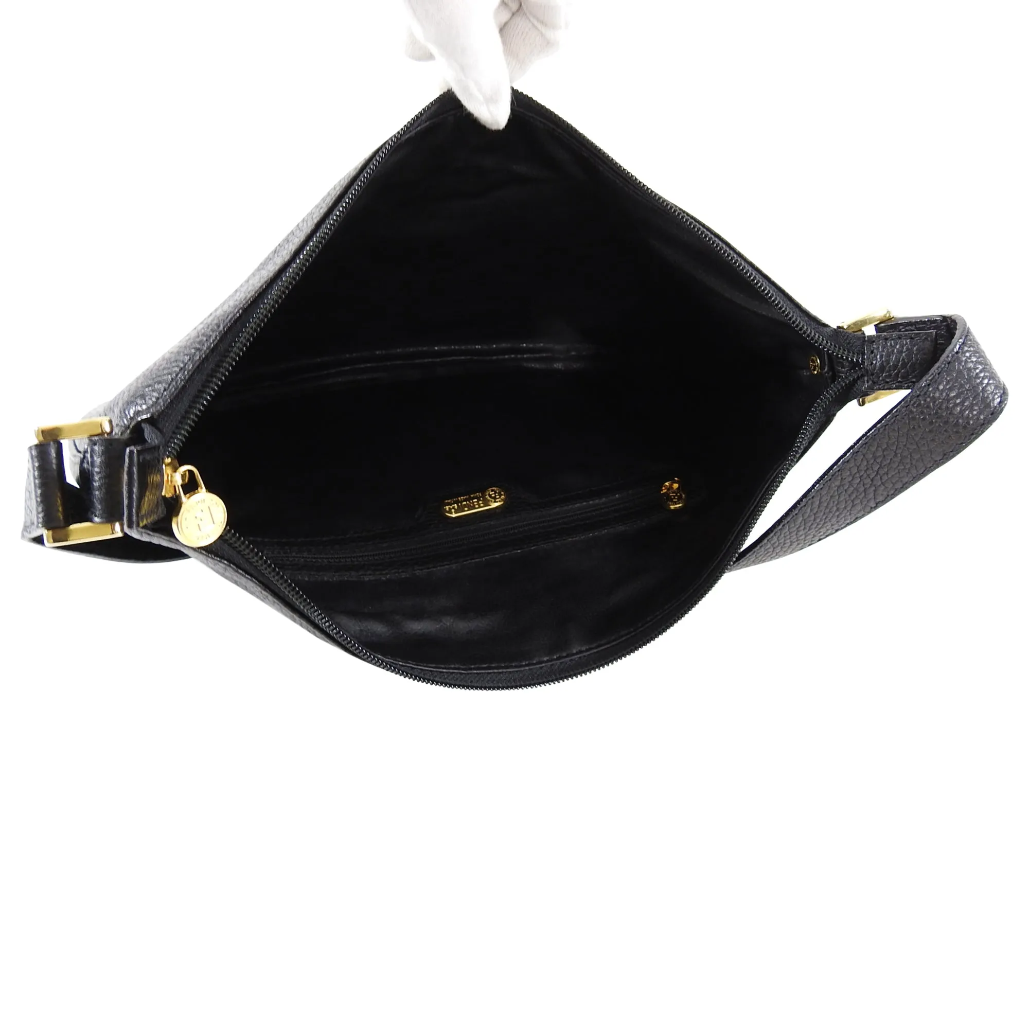 Fendi Vintage 1980's Grained Leather Shoulder Hobo Bag