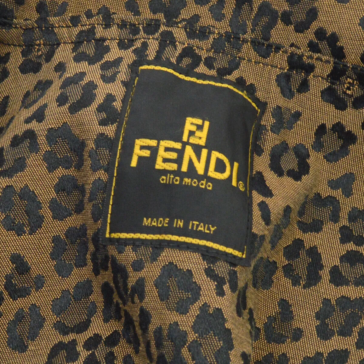 FENDI Vintage Leopard Pattern Long Sleeve Jacket Brown Black AK31821j