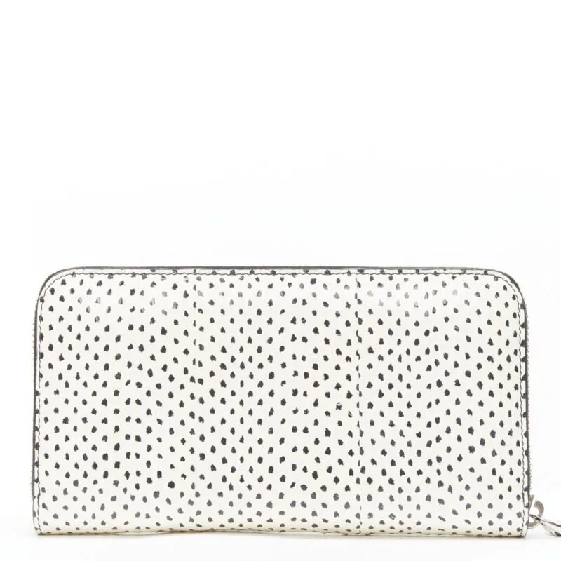 FENDI white dotted scaled leather Rainbow studs long zip continental wallet