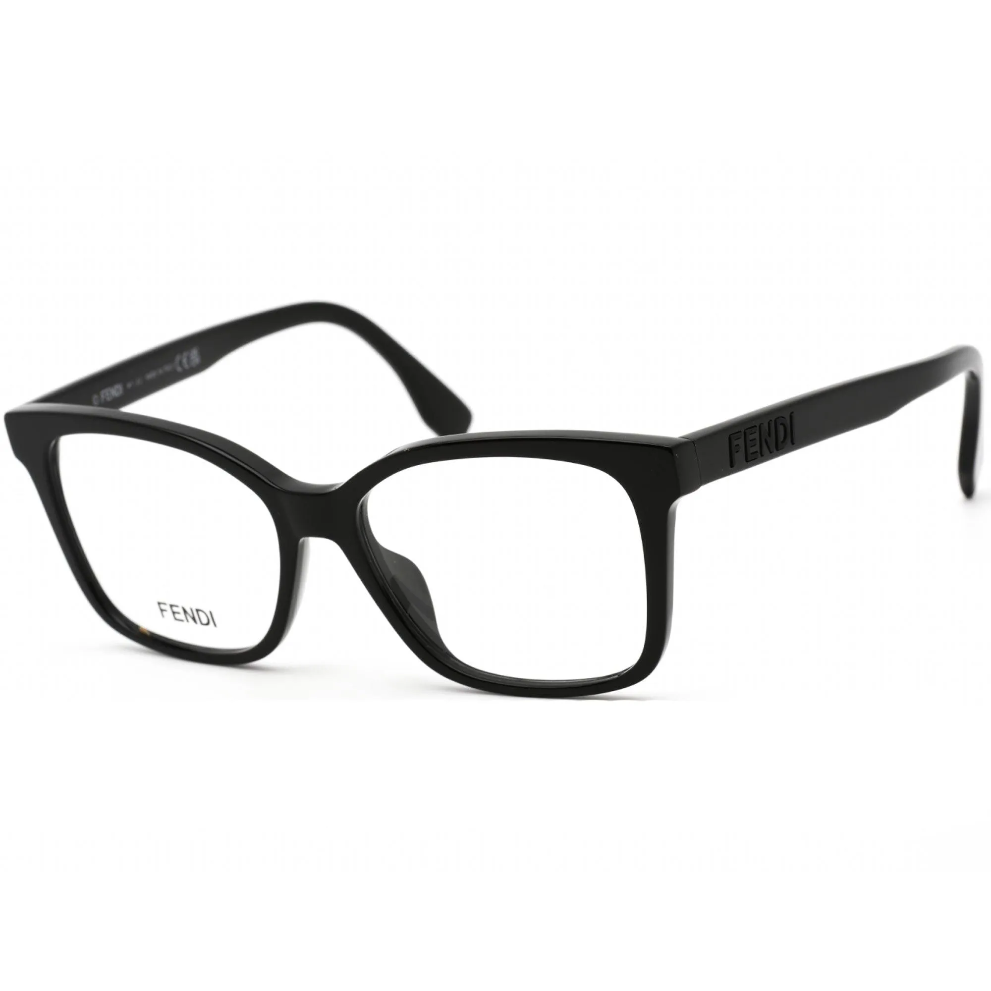 Fendi Women's Eyeglasses - Full Rim Black Rectangular Plastic Frame | FE50016I 001