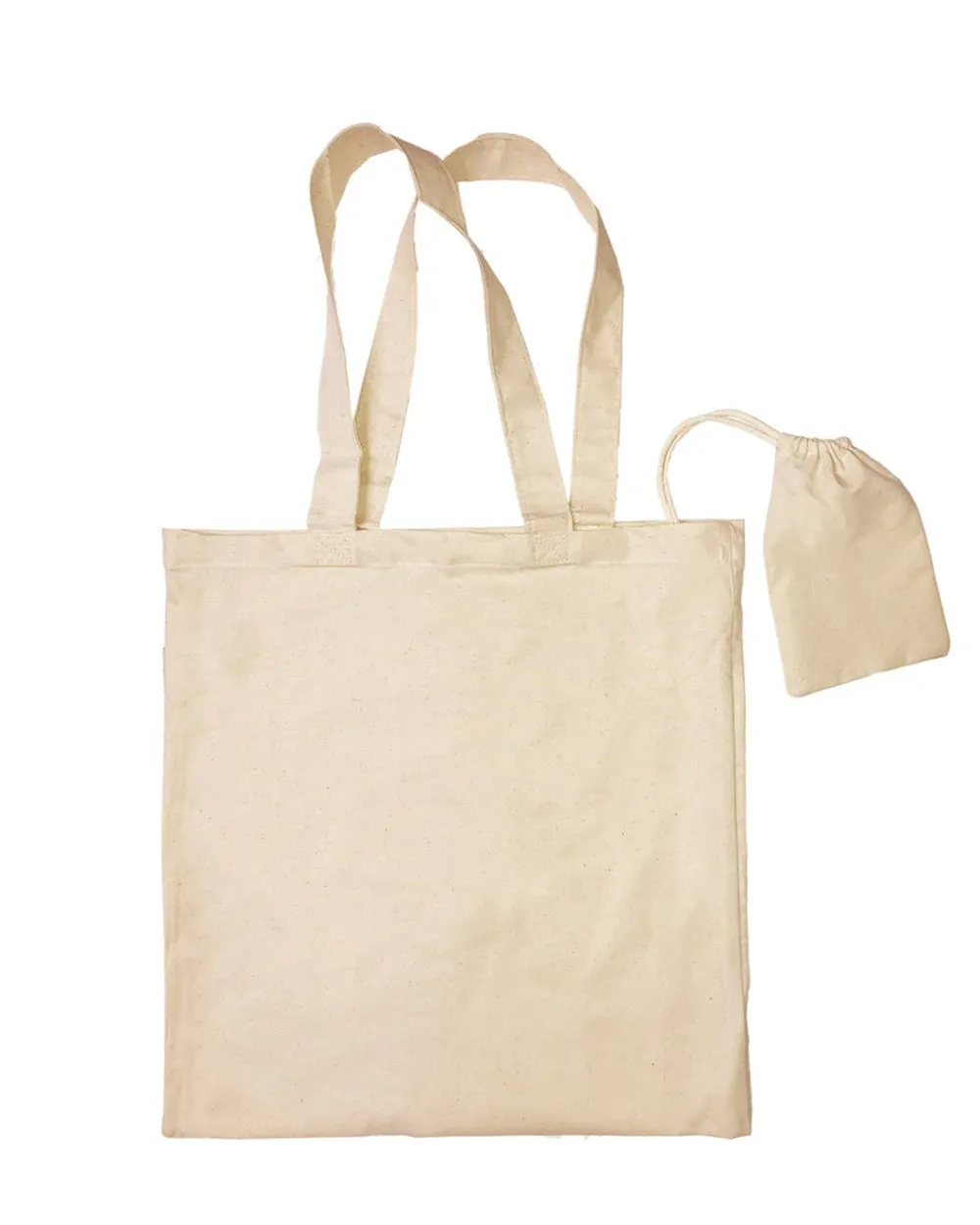 Foldable Cotton Tote Bags w/ Drawstring Pouch - TB118