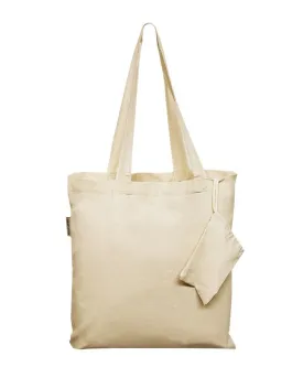 Foldable Cotton Tote Bags w/ Drawstring Pouch - TB118