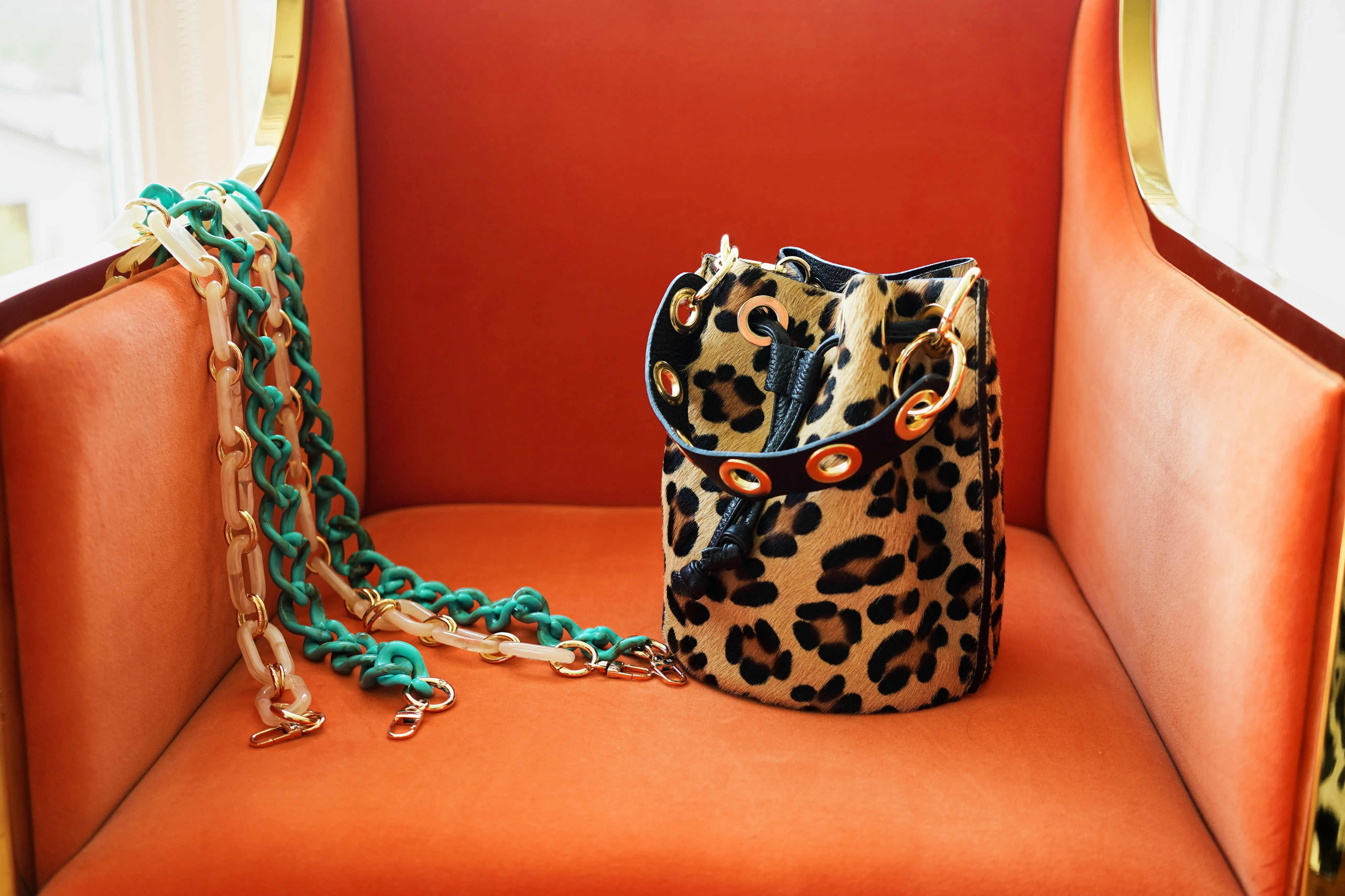 Fritz Italian Leather Bucket Bag Leopard