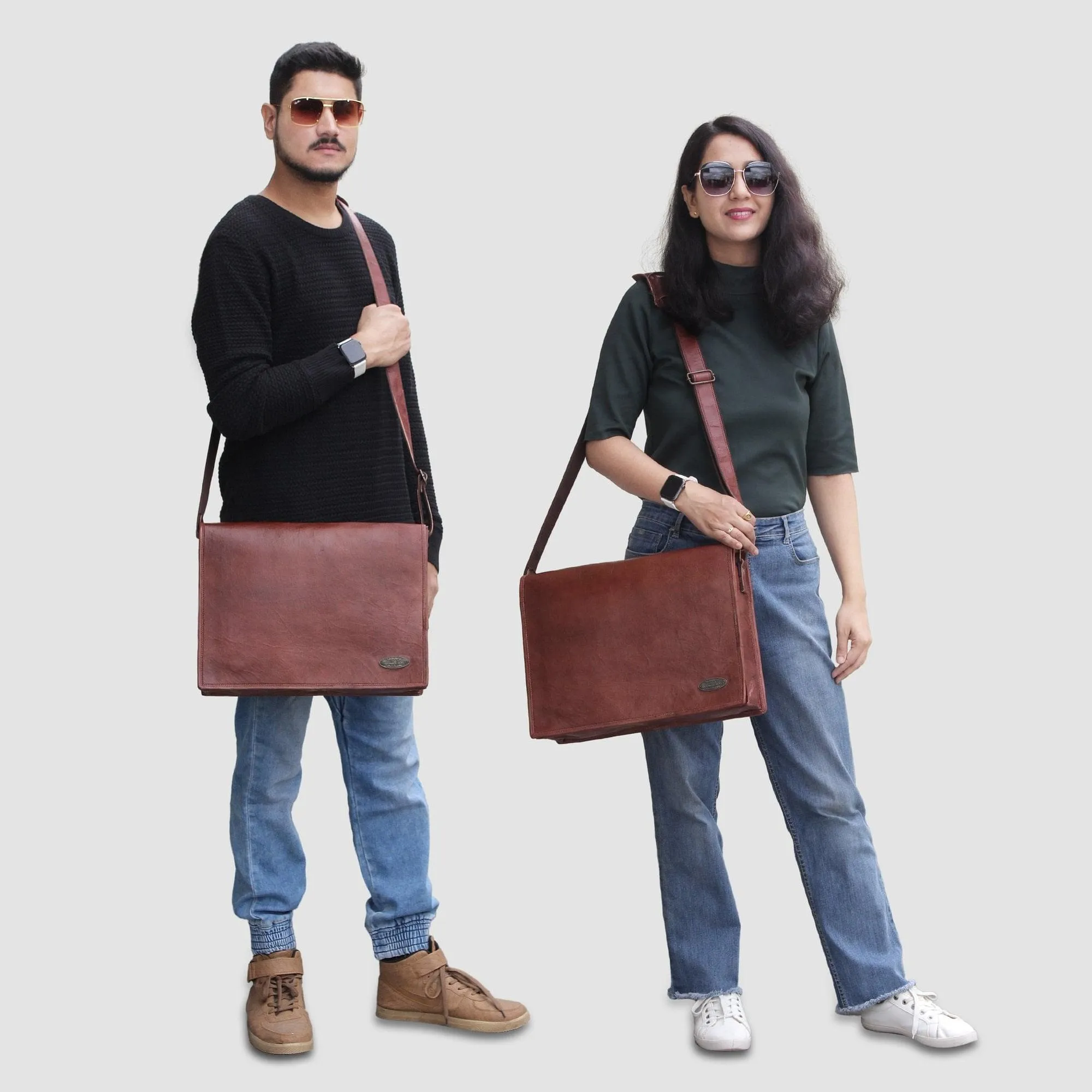 Full Flap Leather Messenger Bag