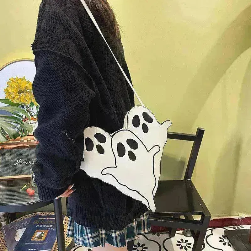 Funny 3D Ghost Cartoon Shoulder Bag: Cute Halloween Crossbody