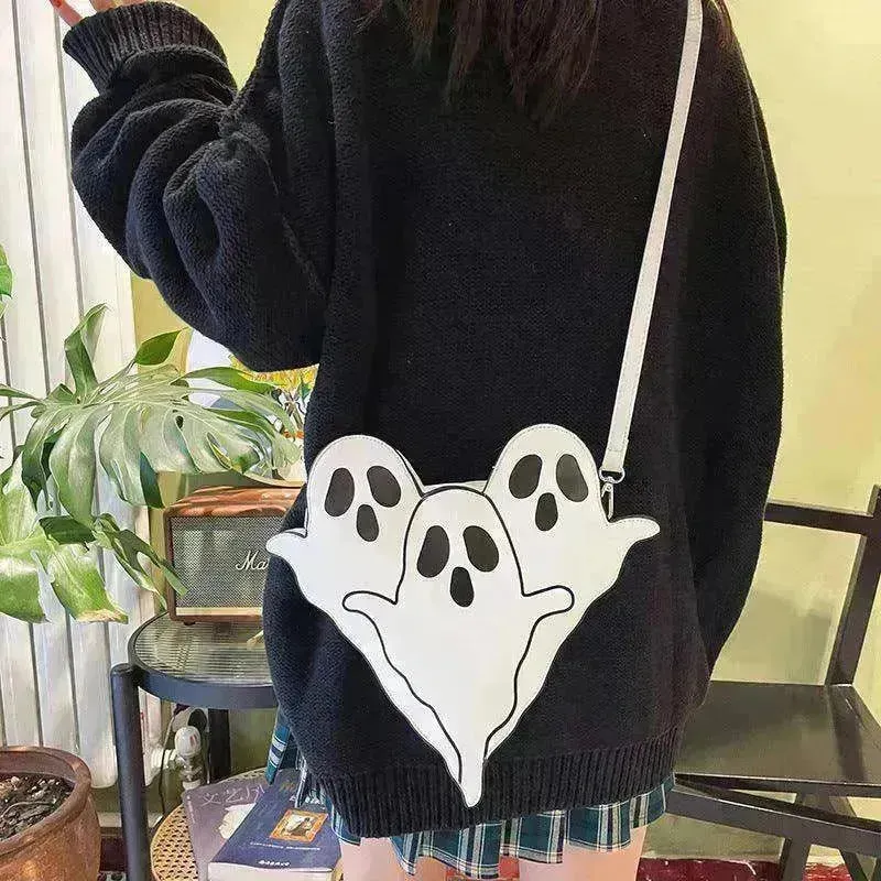 Funny 3D Ghost Cartoon Shoulder Bag: Cute Halloween Crossbody