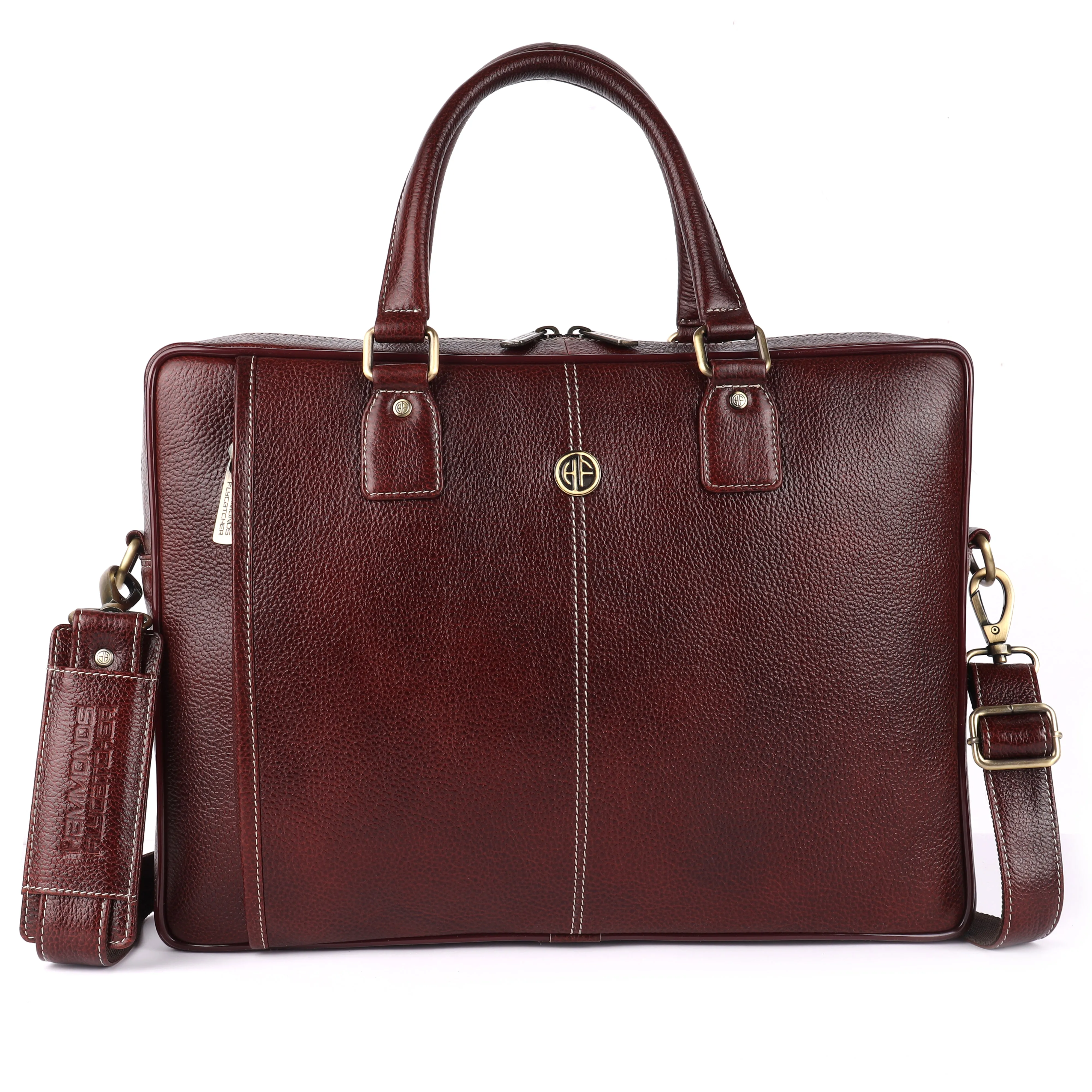 Genuine Leather Laptop Bag for Men - Office Bag, Brushwood - Fits Up to 16 Inch Laptop/MacBook - Shoulder