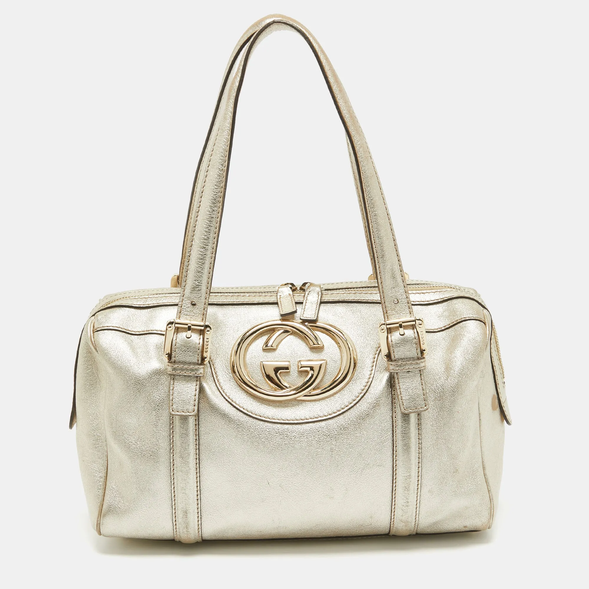 Gold Leather Britt Boston Bag