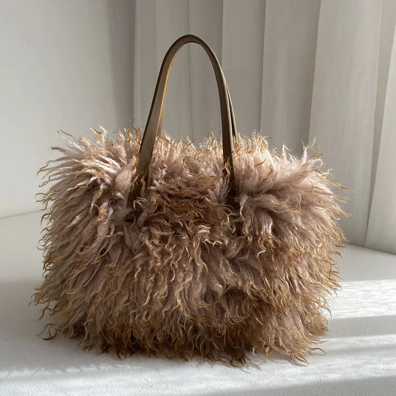 Gradient Color Internet Celebrity Fancy Autumn and Winter Soft Fur Bag