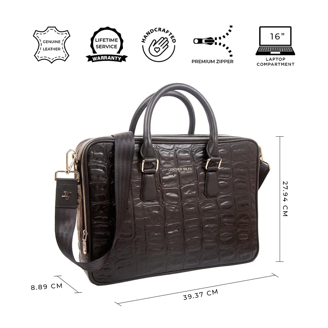 Great Dane | Luxury Leather Laptop/Office Bag | 100% Genuine Leather Bag | Color: Black