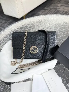 GUCCI Icon GG Interlocking Wallet On Chain Black