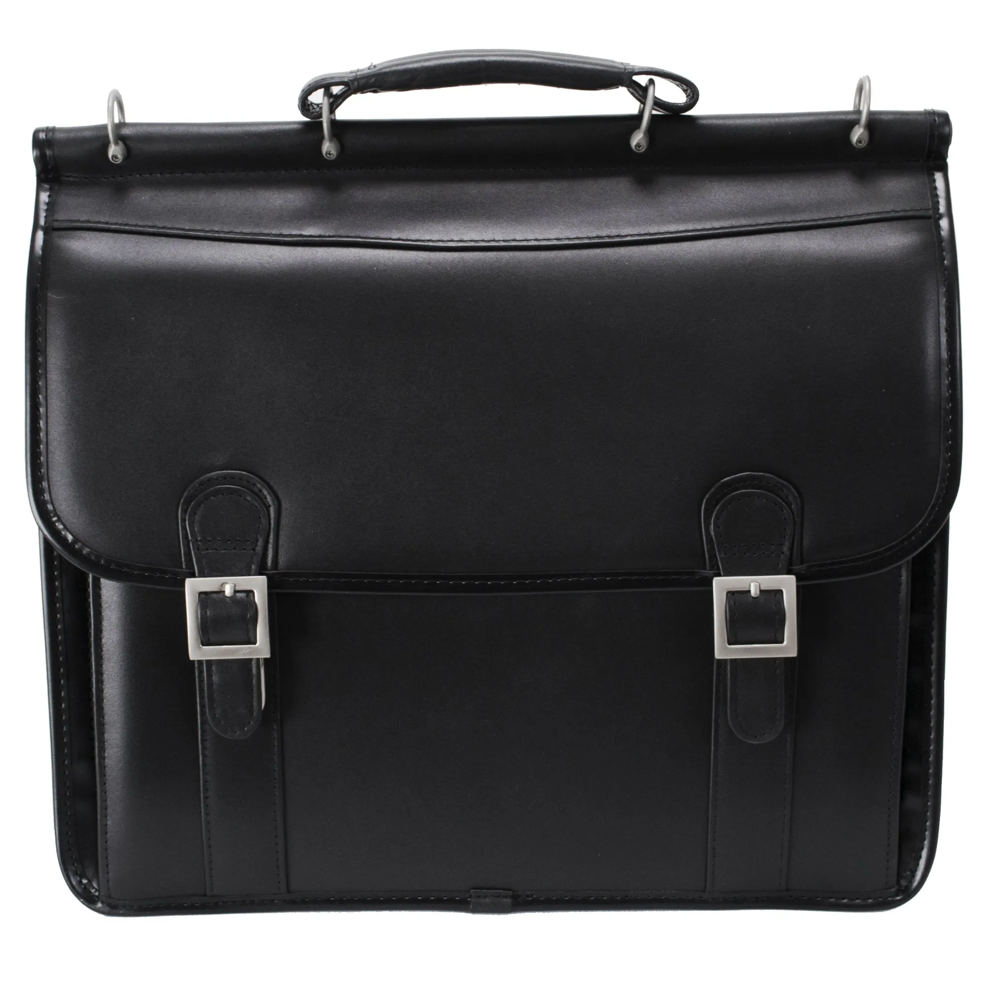 HALSTED | 15" Leather Double-Compartment Laptop Briefcase