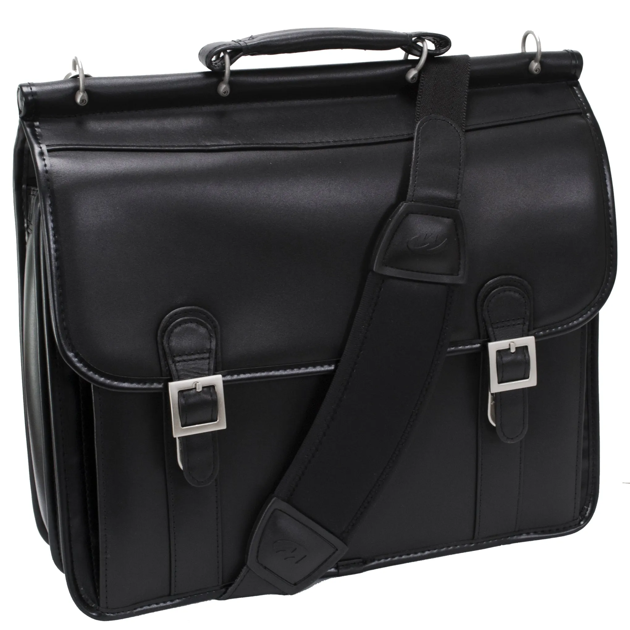 HALSTED | 15" Leather Double-Compartment Laptop Briefcase