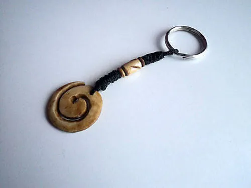 Hand Carved Spiral Bone Keychains