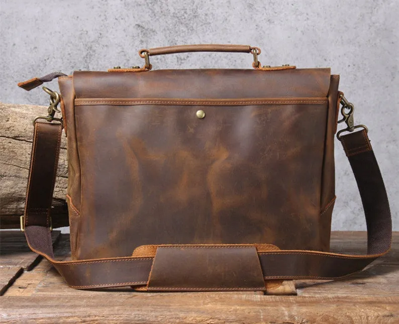 Handmade Full Grain Rustic Leather Messenger Bag