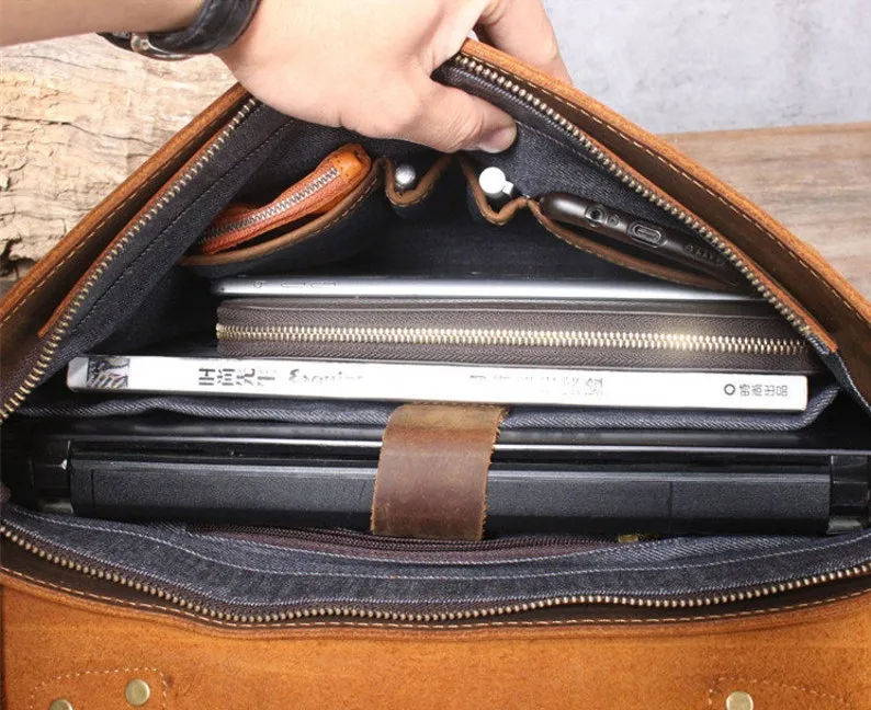 Handmade Full Grain Rustic Leather Messenger Bag