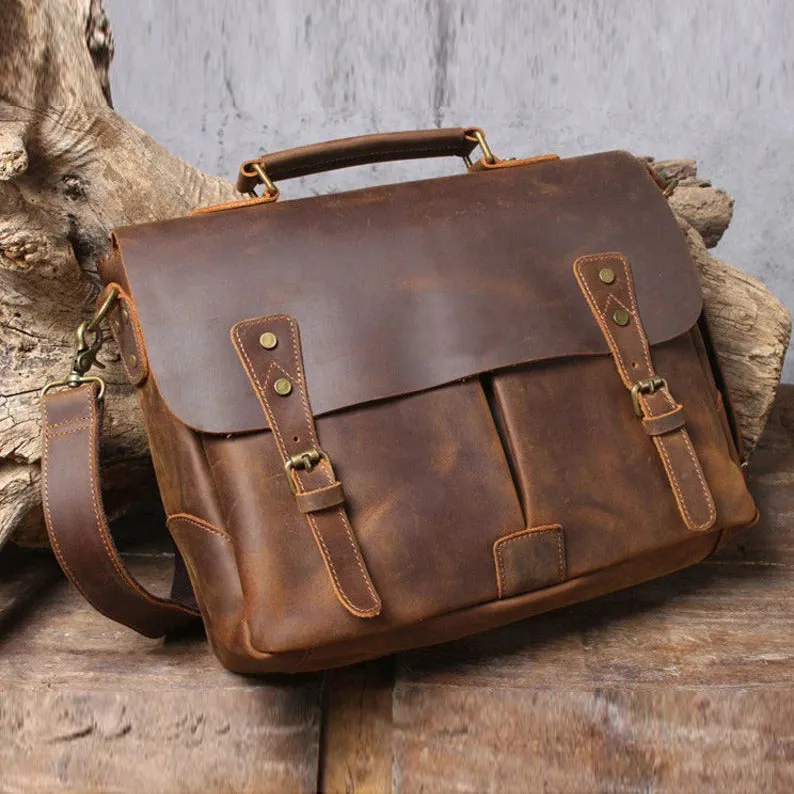 Handmade Full Grain Rustic Leather Messenger Bag