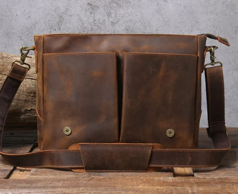 Handmade Full Grain Rustic Leather Messenger Bag