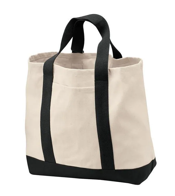 Heavy Canvas Twill Two Tone Shopping Tote Bag - TF285