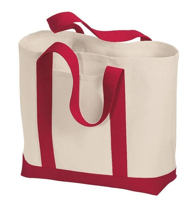 Heavy Canvas Twill Two Tone Shopping Tote Bag - TF285