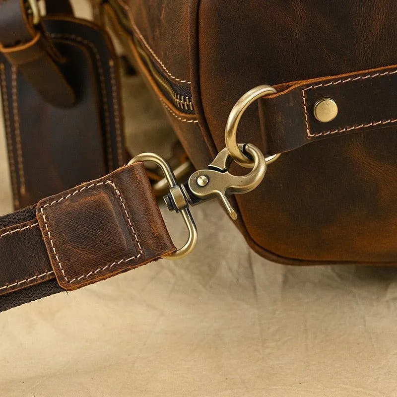 Hot Leather Travel Bag Vintage Leather Duffle Bag With