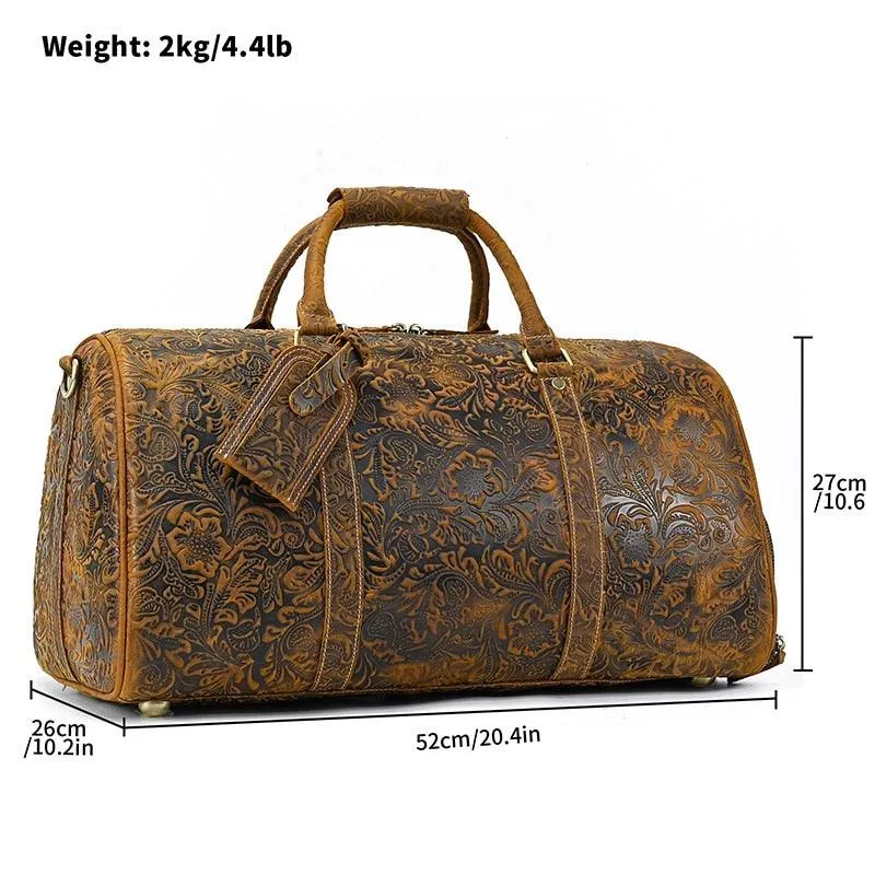 Hot Leather Travel Bag Vintage Leather Duffle Bag With