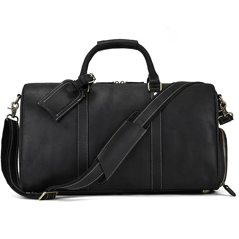 Hot Leather Travel Bag Vintage Leather Duffle Bag With