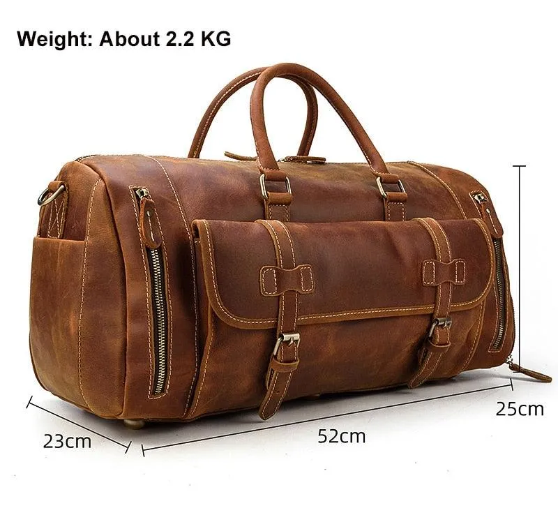 Hot Leather Travel Bag Vintage Leather Duffle Bag With