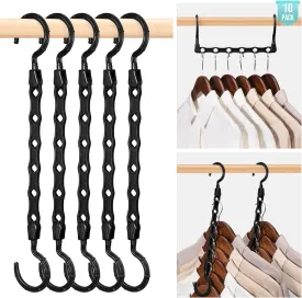 HOUSE DAY Space Saving Hangers for Clothes 10 Pack, Black Magic Hangers Multi Hangers Organizer, Closet Organizers and Storage System Closet Space Saver Hangers, Collapsible Hangers for Clothes