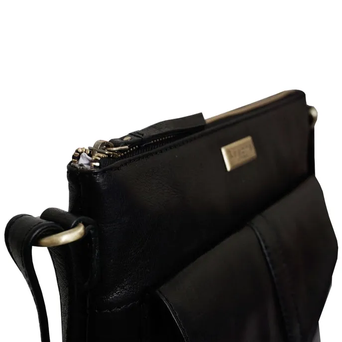 Hoxton Black Vintage Leather Crossbody Sling Bag