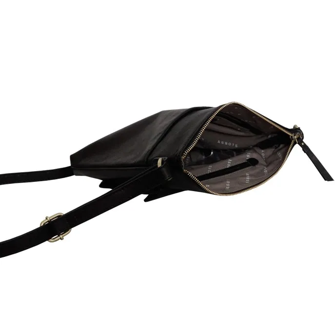 Hoxton Black Vintage Leather Crossbody Sling Bag