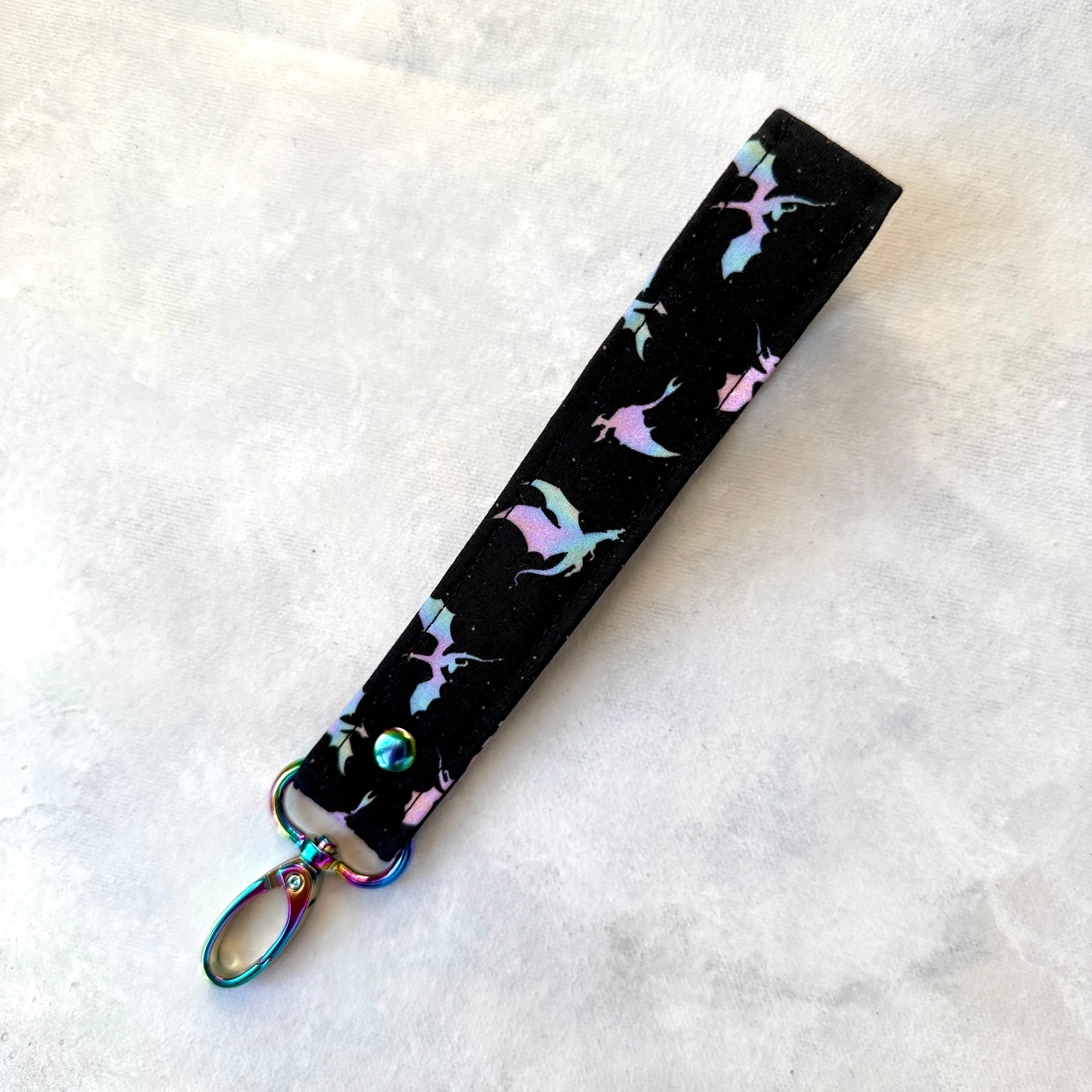 Iridescent Dragons - Fabric Keychain Wristlet