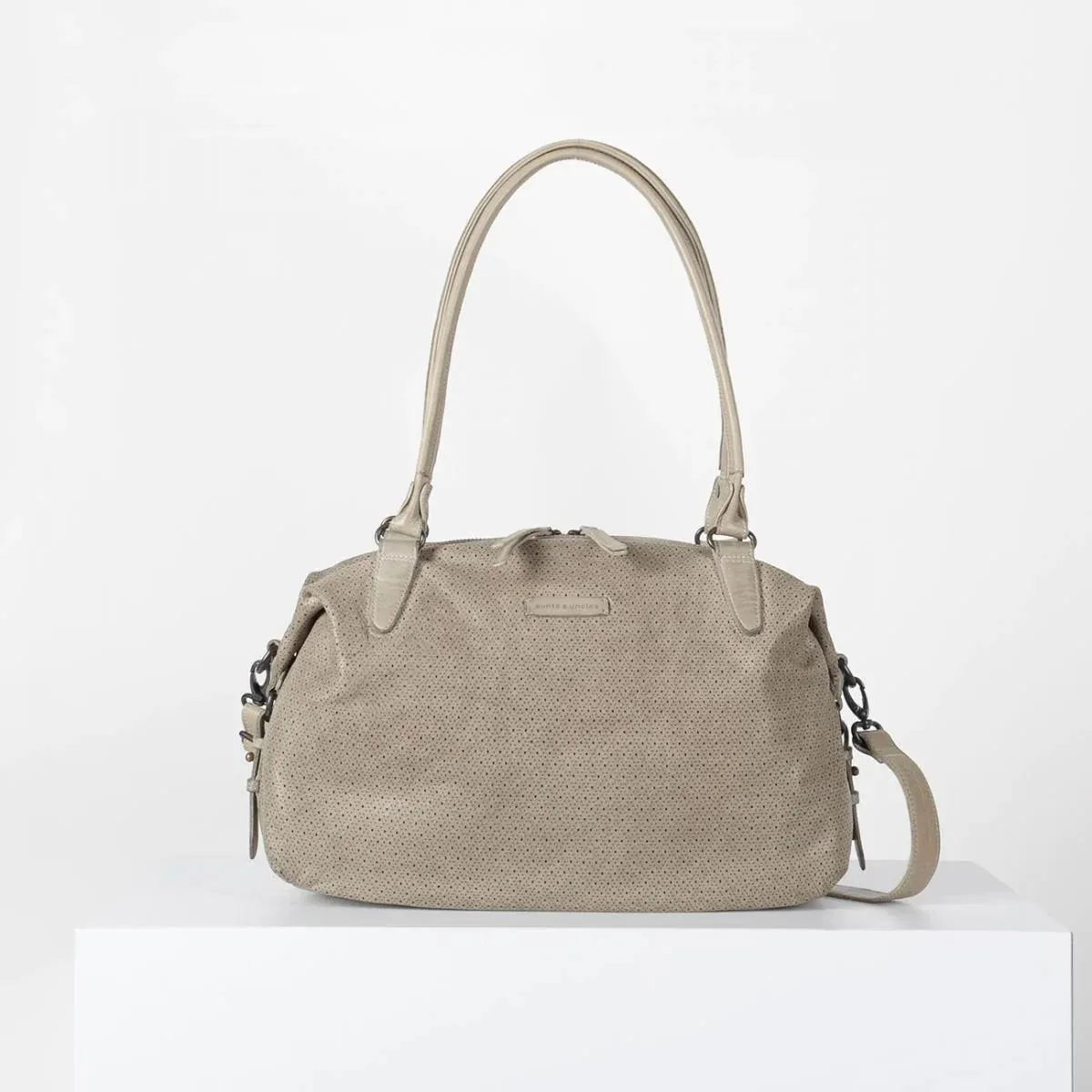 Karma Diamonds Leather Duffle Bag in Plaza Taupe