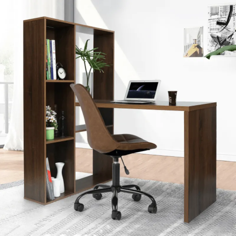 L-shape Desktop with shelves