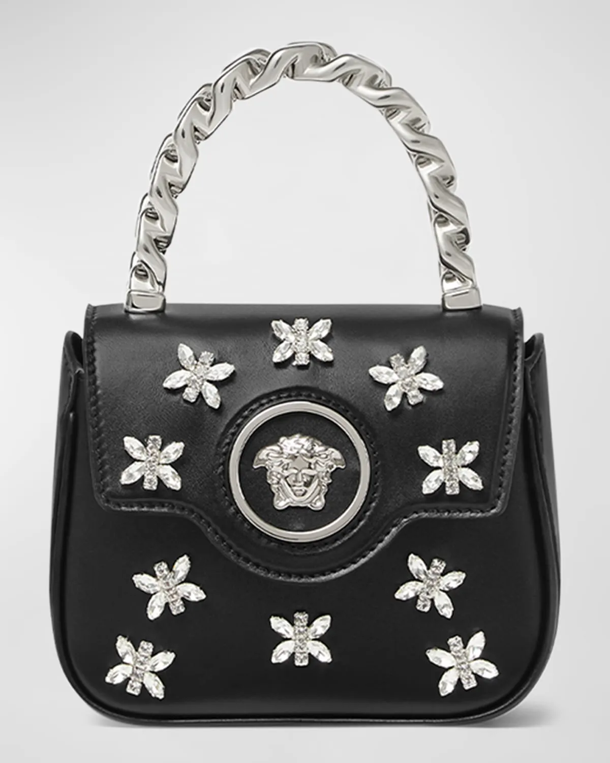 La Medusa Mini Embellished Leather Top-Handle Bag