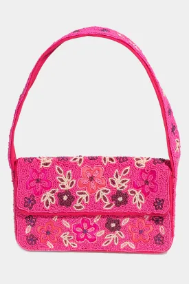 Lagunita Hand Beaded Shoulder Bag in Pink