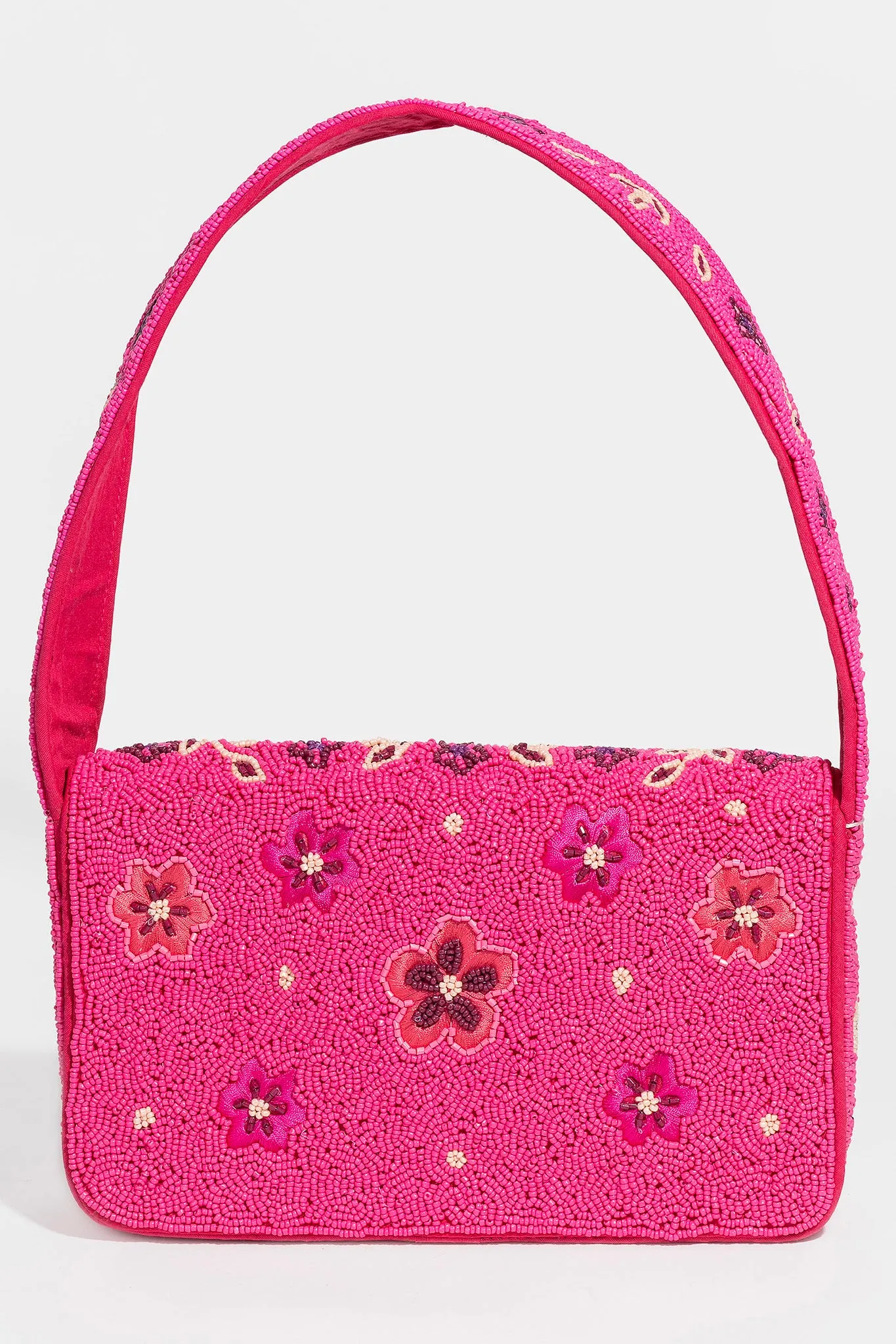 Lagunita Hand Beaded Shoulder Bag in Pink