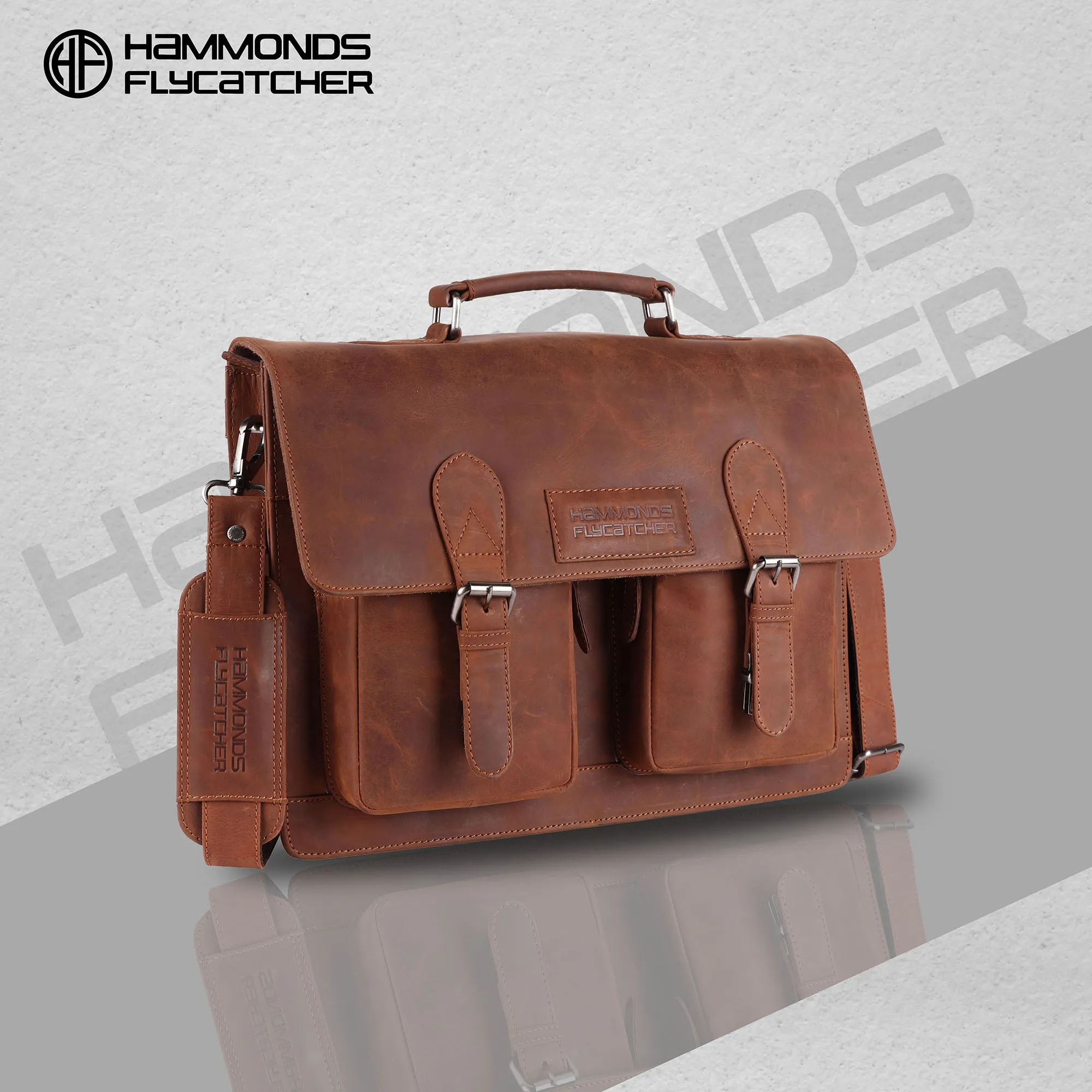 Laptop Bag for Men -Vintage Hunter Genuine Leather Shoulder Bag - Office Bag, Brown -Fits Upto 16-inch