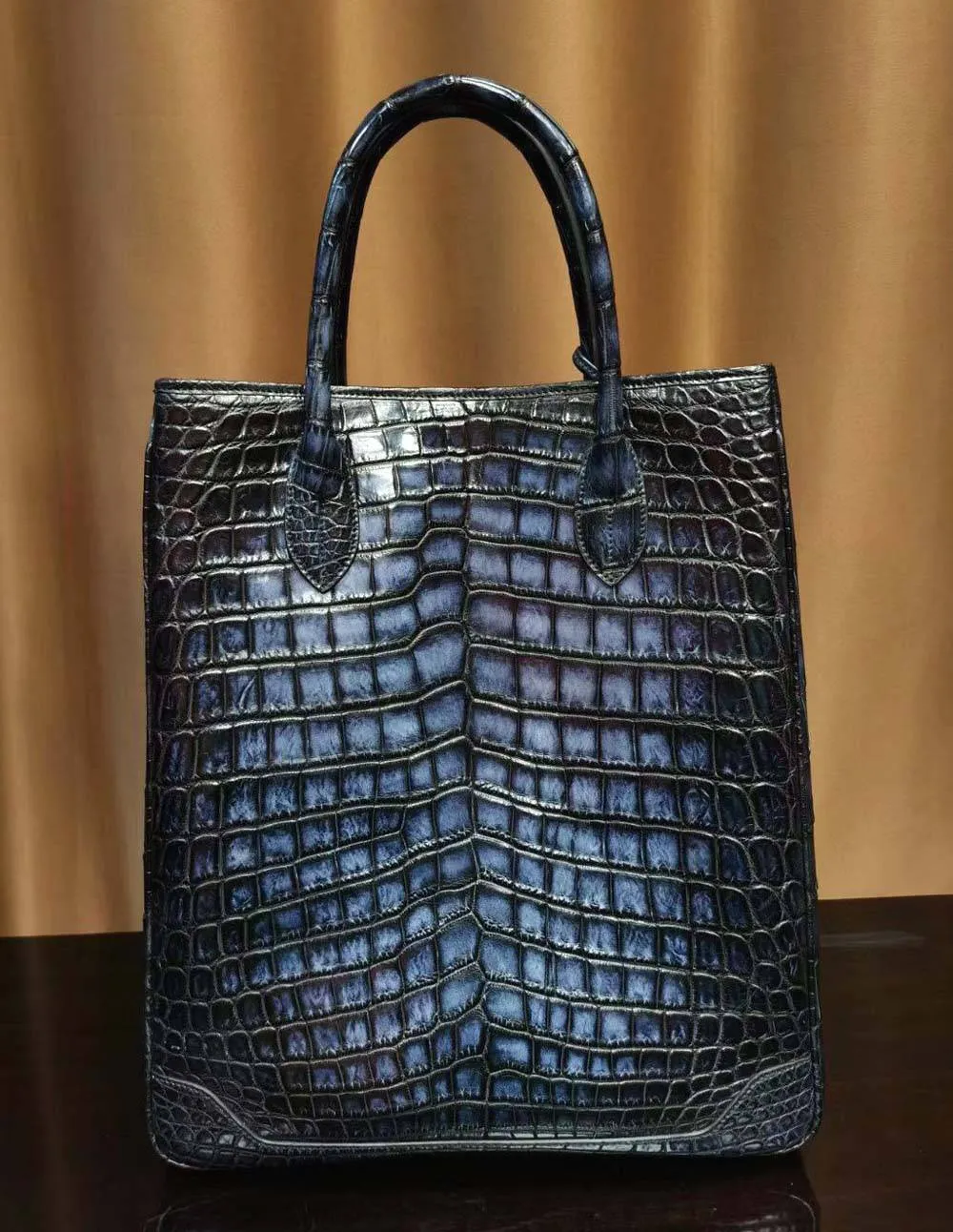 Large Crocodile Leather Laptop Business Briefcase Shopper Tote Bag