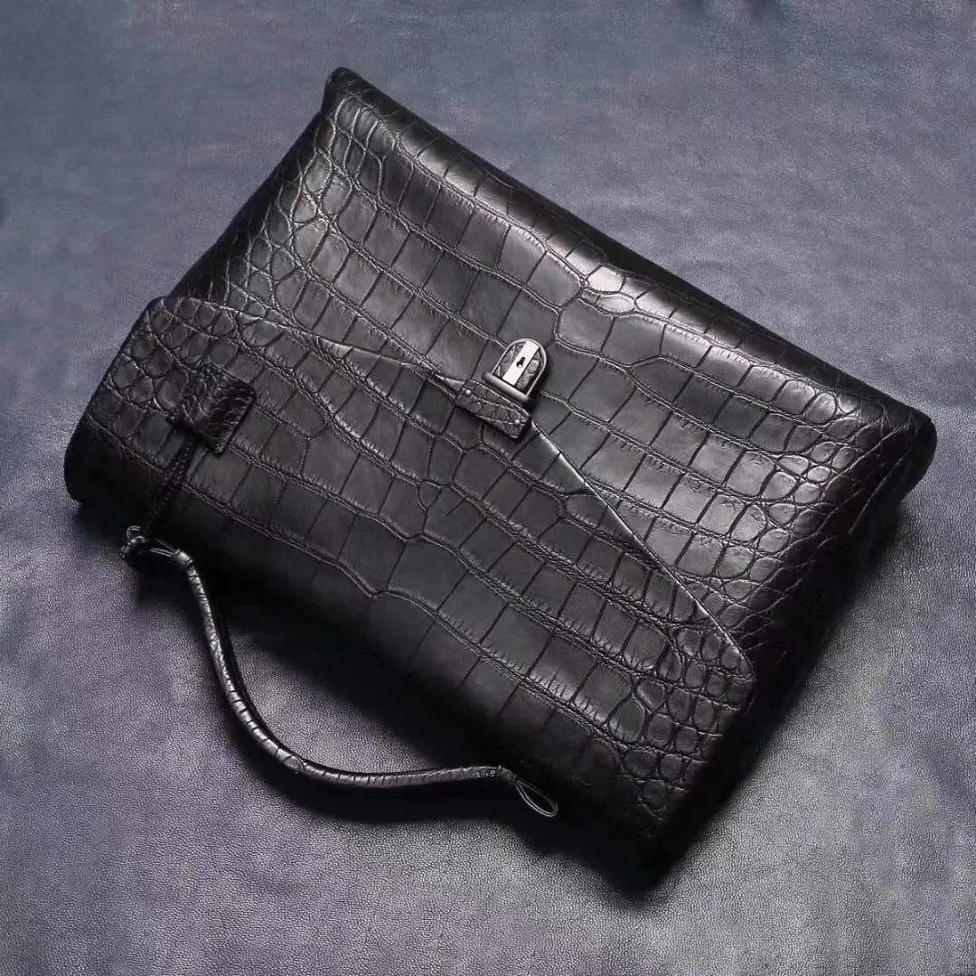 Large Genuine Crocodile Leather Briefcase