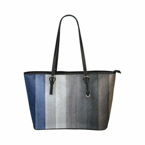 Large Leather Tote Shoulder Bag - Multicolor Wood Slat illustration