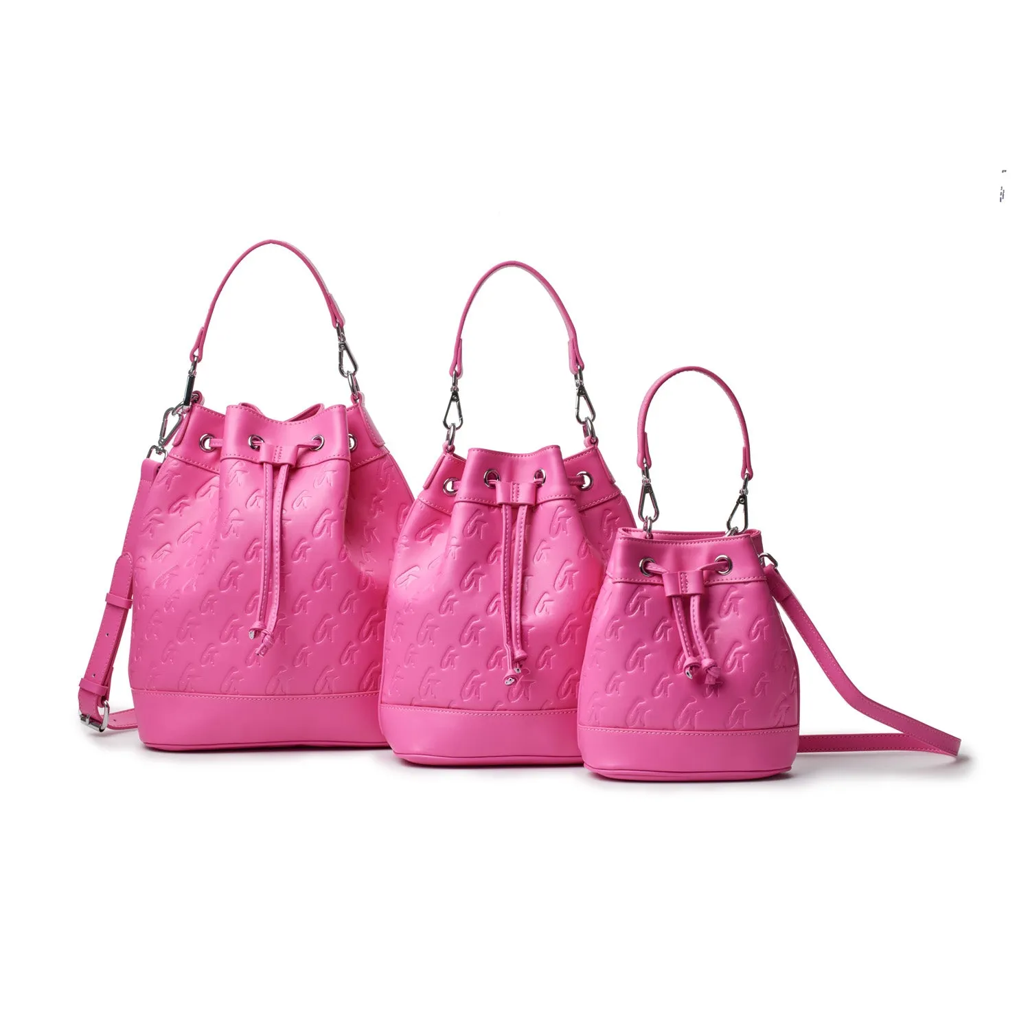 LARGE MONOGRAM BUCKET BAG - HOT PINK