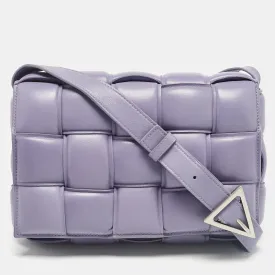 Lavender Padded Leather Cassette Shoulder Bag