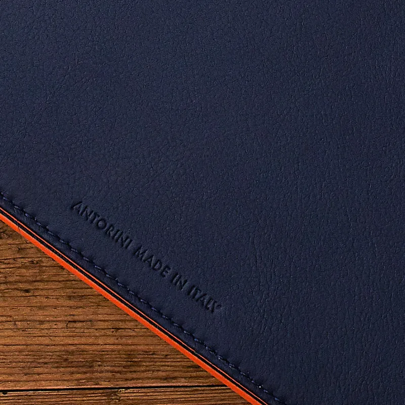 Leather Briefcase in Navy&Orange